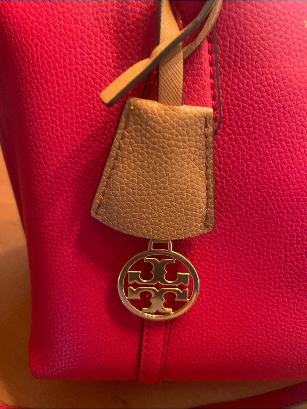 Tory Burch Perry Small Red Leather Tote Detachable Strap Crossbody